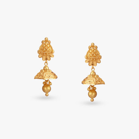 Regal Pine Gold Jhumka Earrings