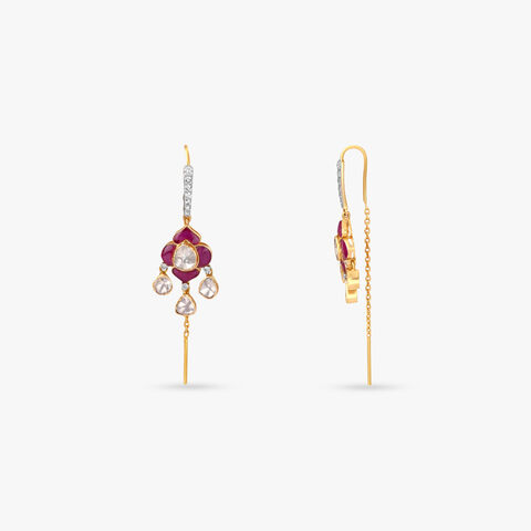 Rosy Cascade Gold Hoop Earrings