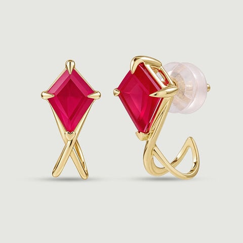 Twisted Red Gold Hoop Earrings
