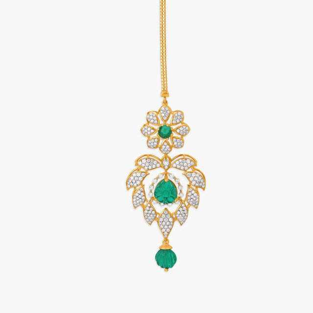 Opulent Diamond and Gold Maang Tikka,,hi-res image number null