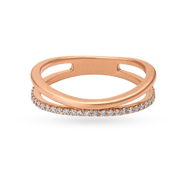 Glittering 18 Karat Rose Gold And Diamond Finger Ring,,hi-res image number null
