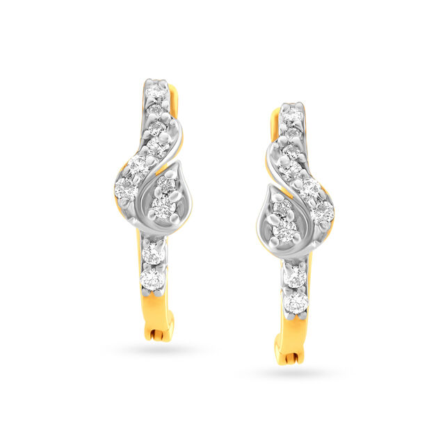 Leafy Diamond Hoop Bali Earrings,,hi-res image number null