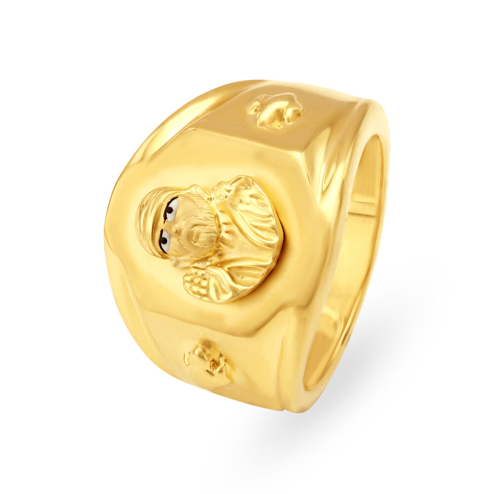 Zumrut Gold Plated Brass Laser Engraved Shirdi Sai Baba Image Adjustable  Finger Ring