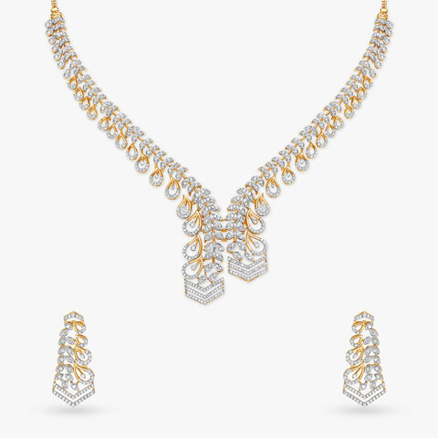 Dazzling Curves Natural diamond Necklace Set