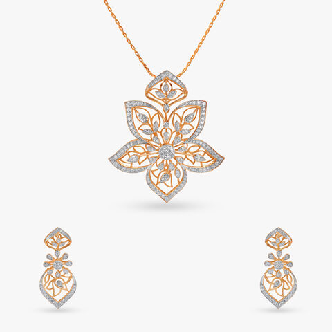 Sculpted Shine Diamond Pendant and Earrings set