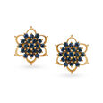 Alluring 18 Karat Gold And Sapphire Floral Stud Earrings,,hi-res image number null