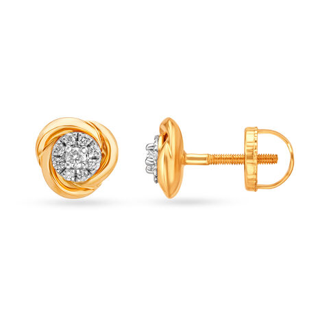 Dainty Floral Diamond Stud Earrings