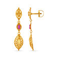 Slender Gold Drop Earrings with Gemstones,,hi-res image number null