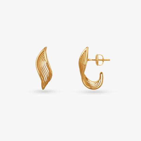 Ribbon Wave Gold Stud Earrings