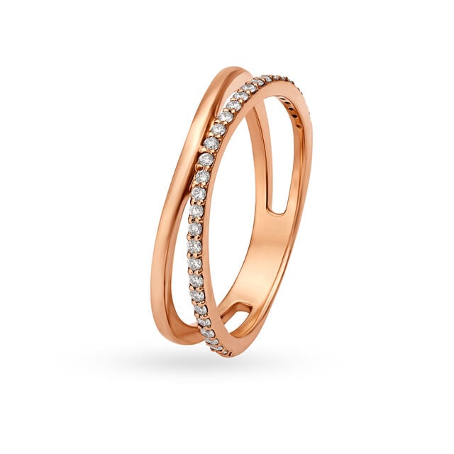 Glittering 18 Karat Rose Gold And Diamond Finger Ring,,hi-res image number null