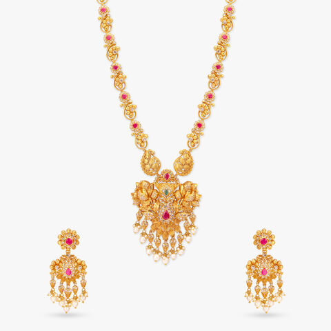 Leaf Medallion Gold Necklace Set