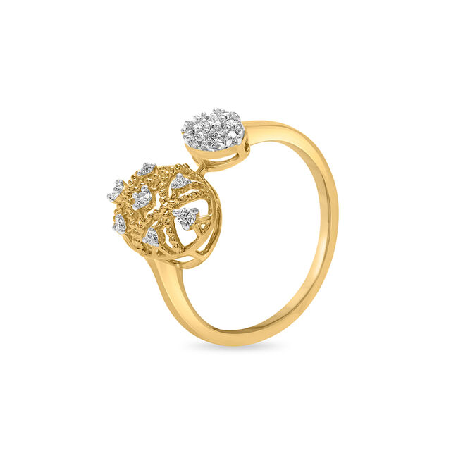 14 KT Yellow Gold Round Diamond Finger Ring,,hi-res image number null