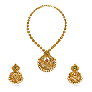 Majestic Chand Bali Gold Necklace Set