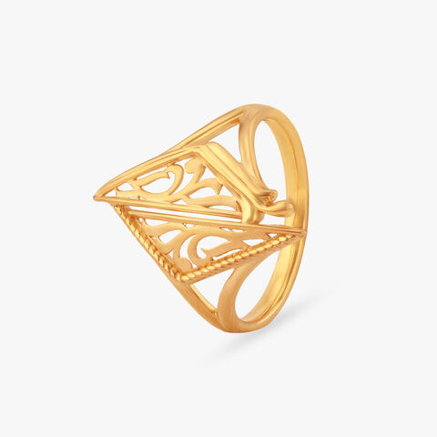 Architectural Charm Gold Ring