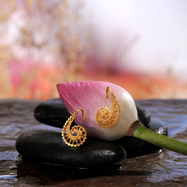 Golden Spiral Stud Earrings,,hi-res image number null