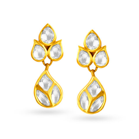 Charismatic Gold and Kundan Glass Drop Earrings