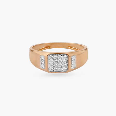 Rectangular Cluster Diamond Ring For Men