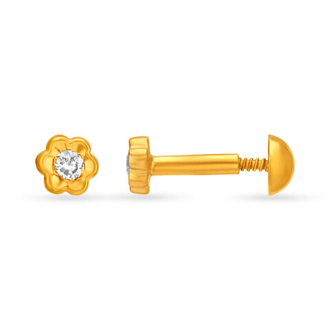 Sublime 22 Karat Yellow Gold And Diamond Flower Stud Earrings