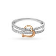 14KT White-Rose Color Two-Souls-One-Heart White & Finger Ring,,hi-res image number null