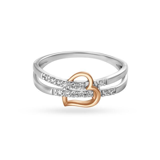 14KT White-Rose Color Two-Souls-One-Heart White & Finger Ring,,hi-res image number null