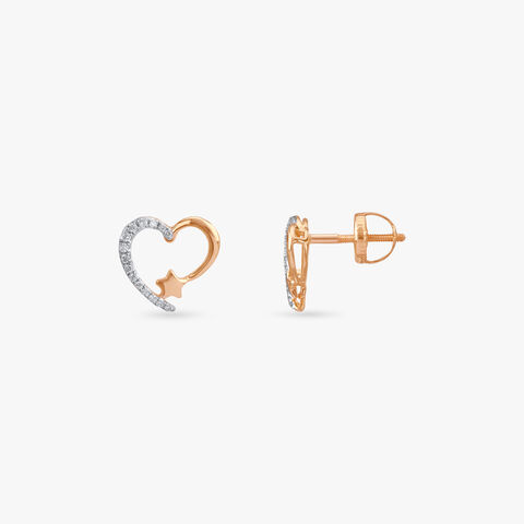 Cosmic Heartbeat Diamond Stud Earrings