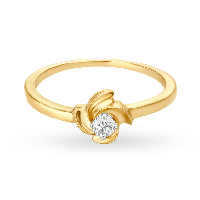 14KT Yellow Gold Ring For Women In Flower Design,,hi-res image number null