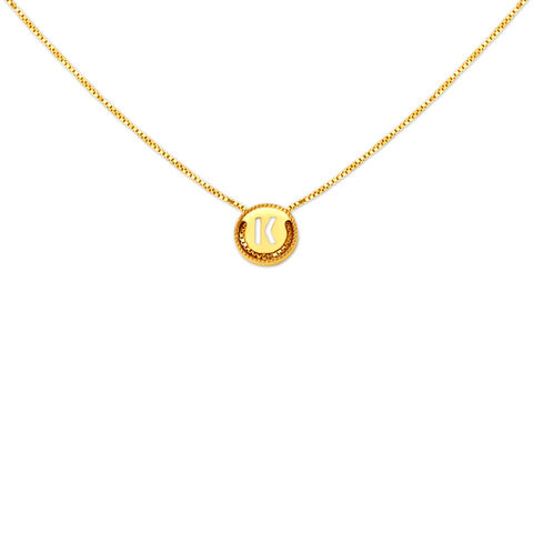 Letter K Gold Pendant with Chain For Kids