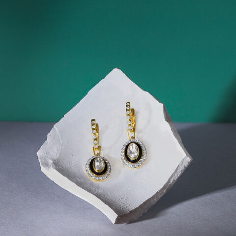Teardrop Diamond Polki Hoop Earrings