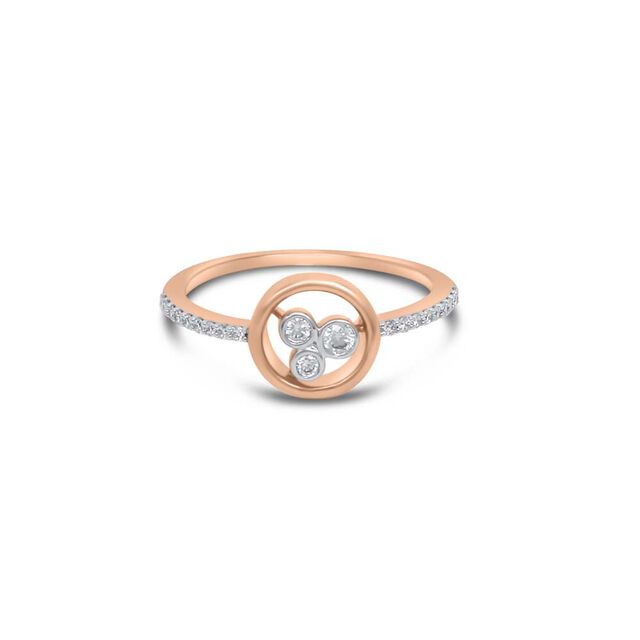 14 KT Rose Gold Dainty Diamond Ring,,hi-res image number null
