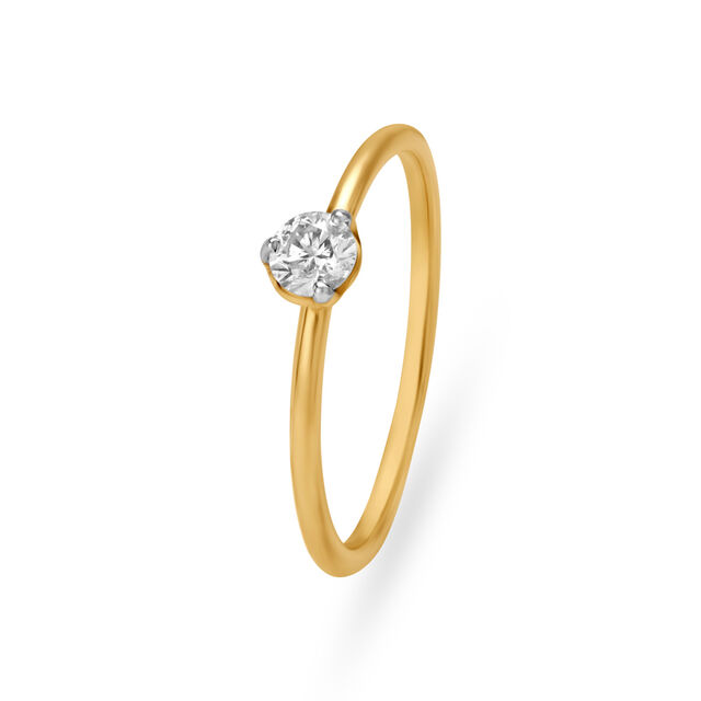 14KT Yellow Gold Finger Ring With Solitaire,,hi-res image number null