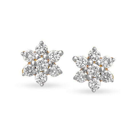 Sassy Snowflake Gold and Diamond Stud Earrings