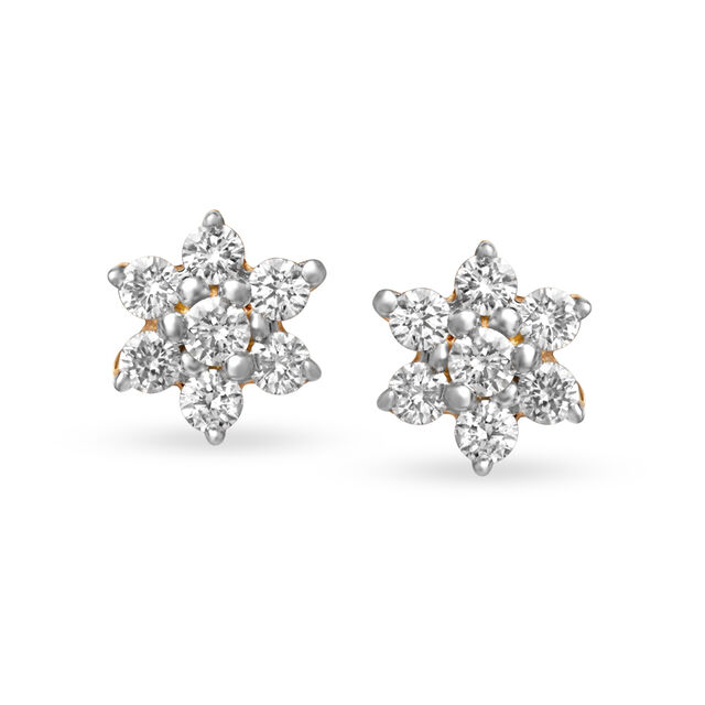 Sassy Snowflake Gold and Diamond Stud Earrings,,hi-res image number null