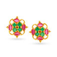 Modern 22 Karat Gold, Ruby And Emerald Studs,,hi-res image number null