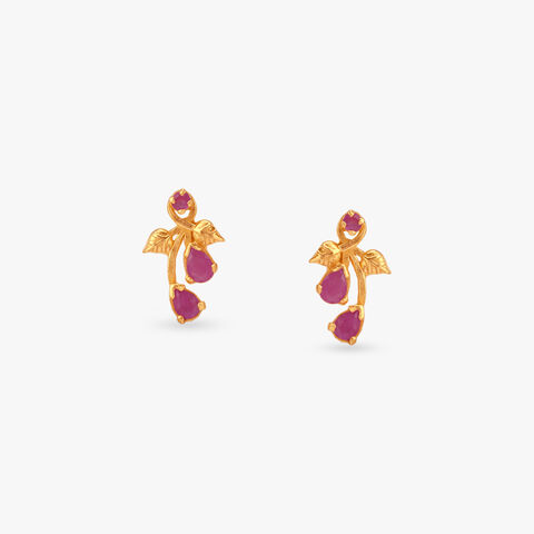 Leafy Luxe Ruby Stud Earrings