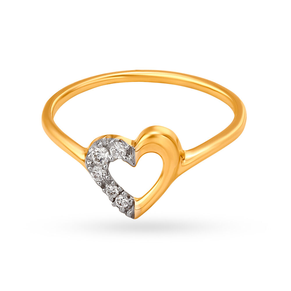 Heart shaped 18 Karat Gold And Diamond Ring Tanishq Online Store