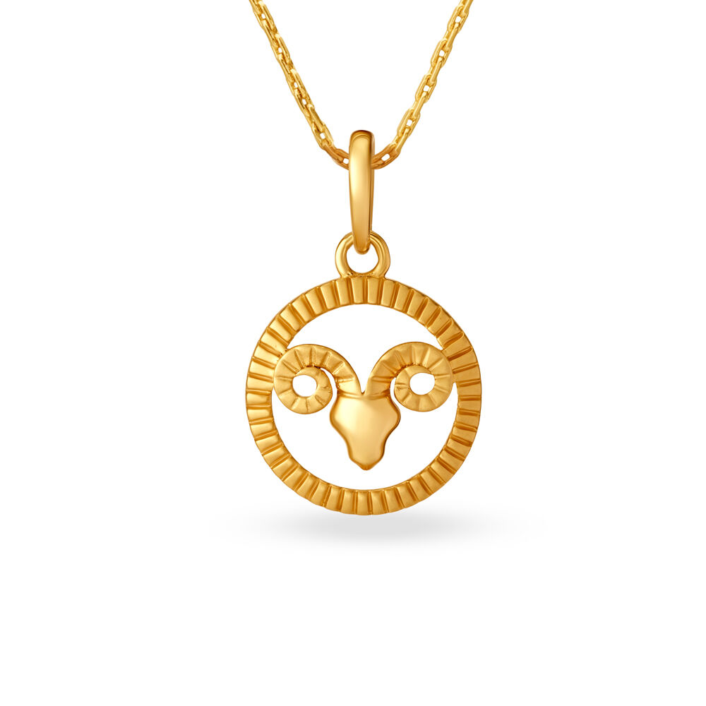 Aries Symbol Gold Pendant