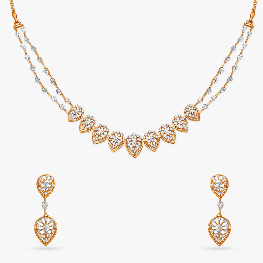 Enchanting Leaves Diamond Necklace Set