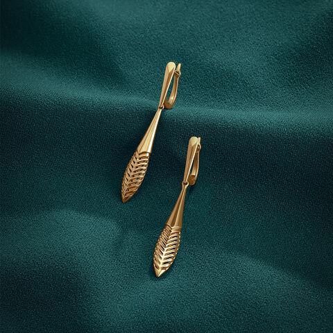 Leafy Elegance Gold Hoop Earrings