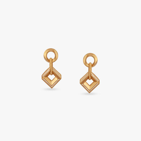 Geometric Interplay Gold Drop Earrings
