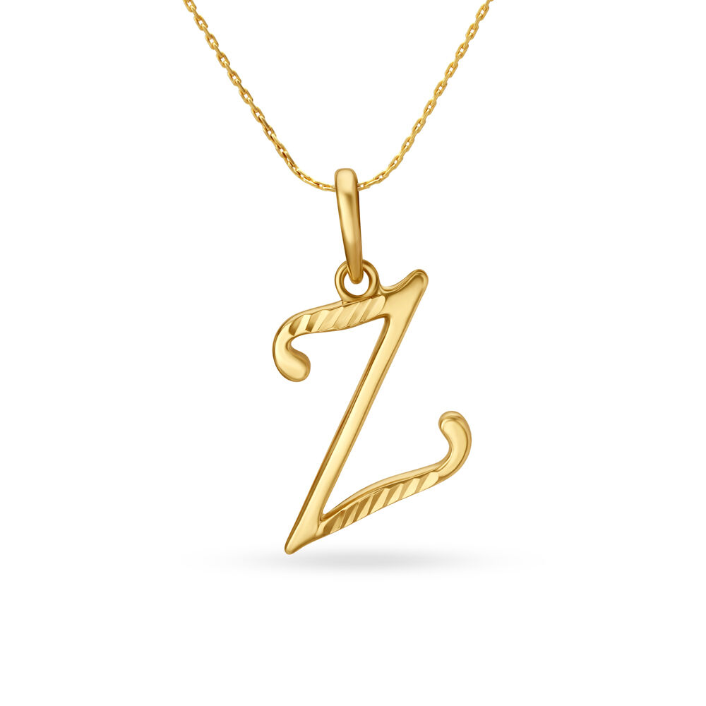 Stunning Typographic Letter Z Gold Pendant