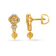 Rhombic And Floral Motif Gold Drop Earrings,,hi-res image number null
