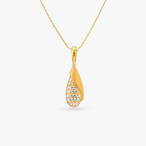 Bloom Honeycomb Gold Pendant and Earrings Set
