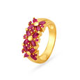 Dainty Floral Ruby Gold Finger Ring,,hi-res image number null