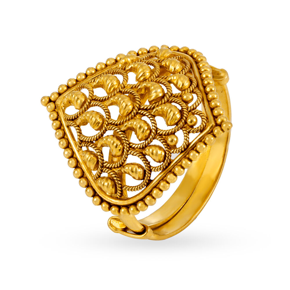 Unique Geometric Gold Ring for Men