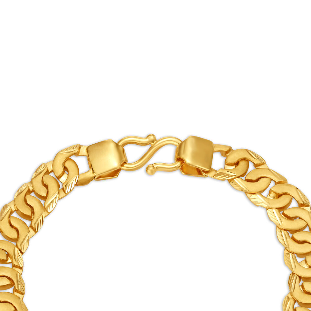Oval Pattern Link Gold Bracelet For Men