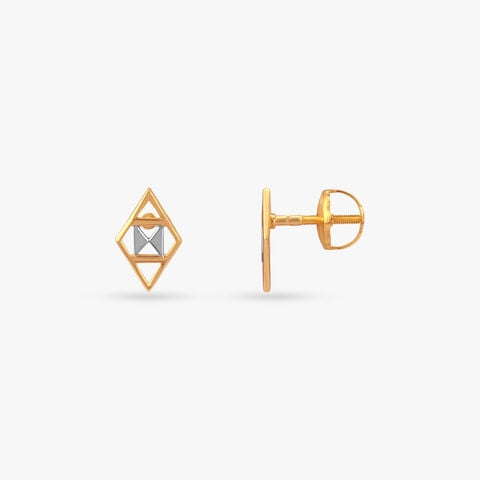 Angular Illusion Gold Stud Earrings