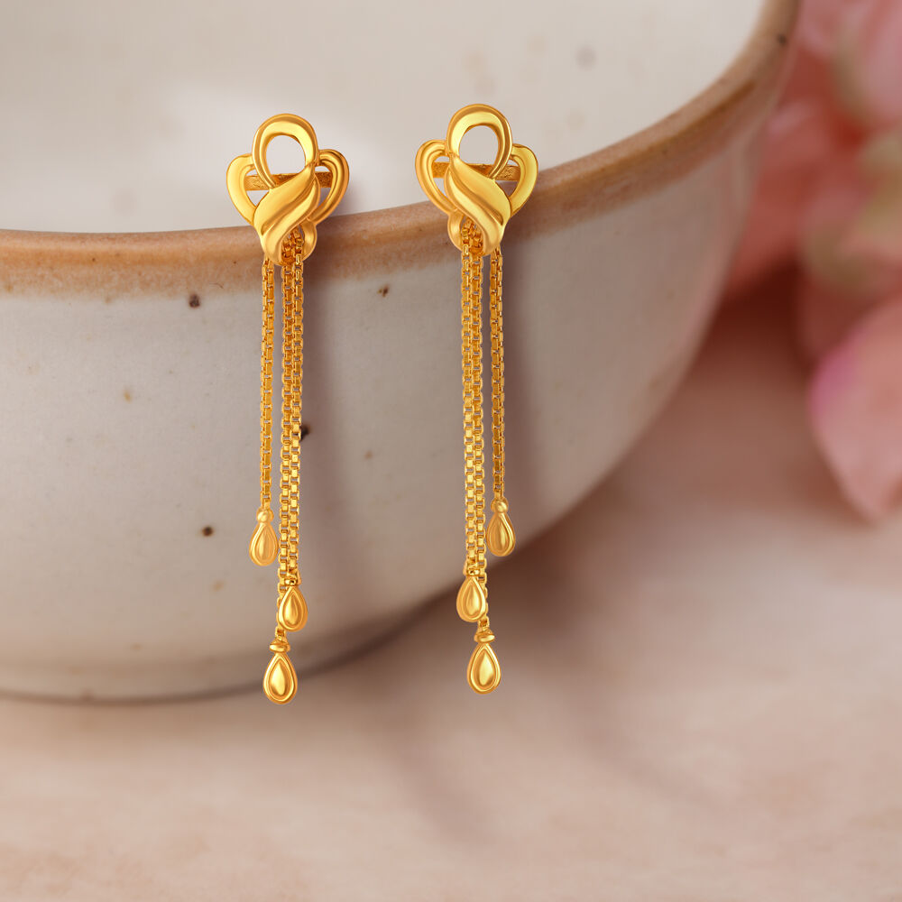 White Stone Studded Floral Gold-Plated Drop Earrings – Priyaasi