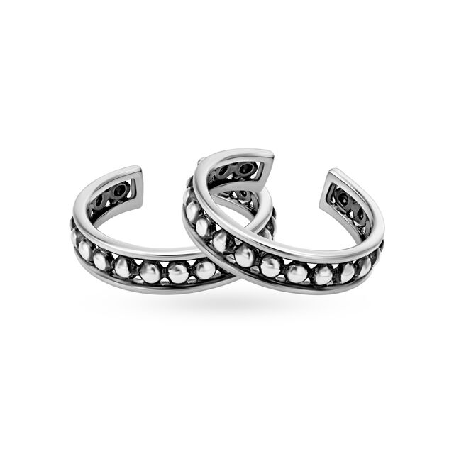 Simple Beads Silver Toe Ring