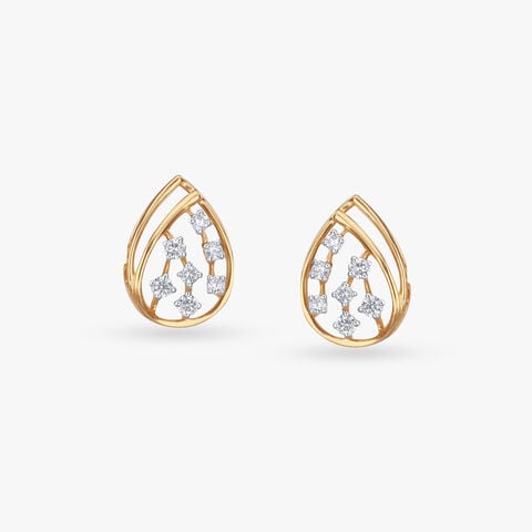 Graceful Teardrop Diamond Stud Earrings