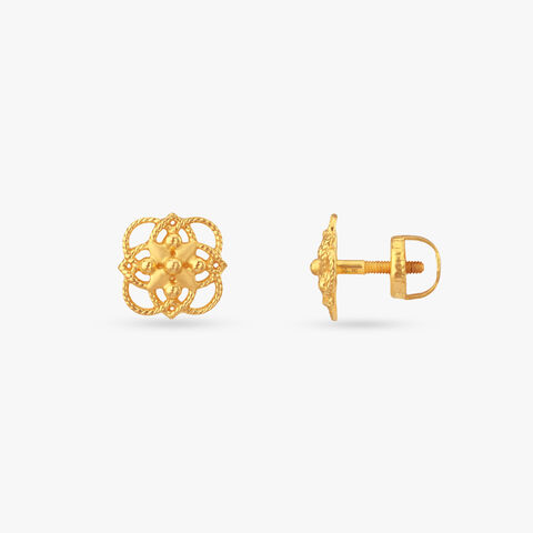 Happy Daisy Gold Stud Earrings for Kids